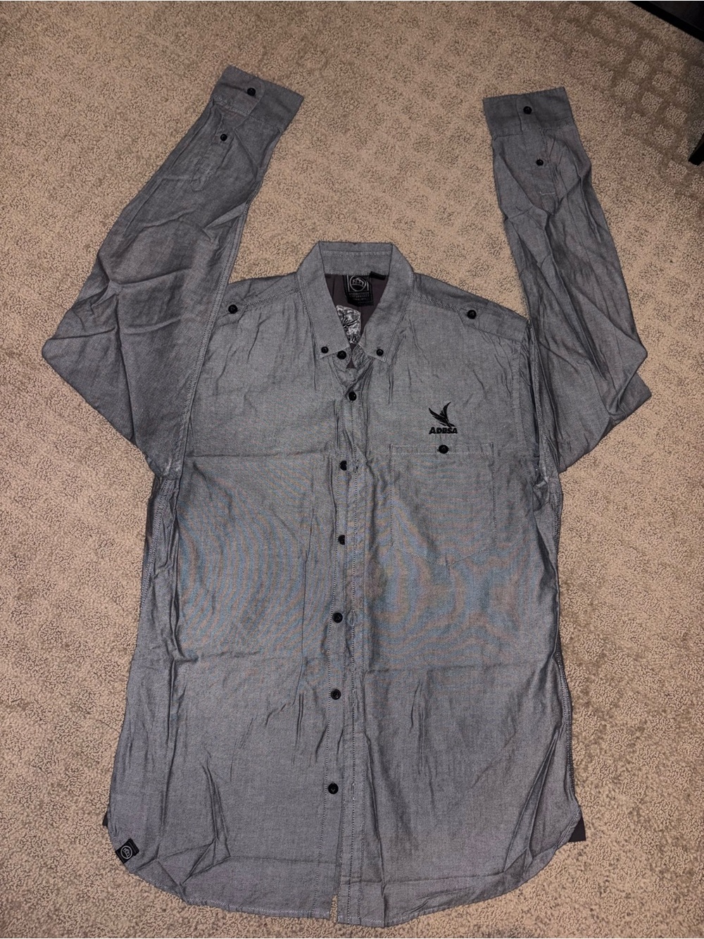 ADESA Branded Company Dress/Button-Up Grey Shirt